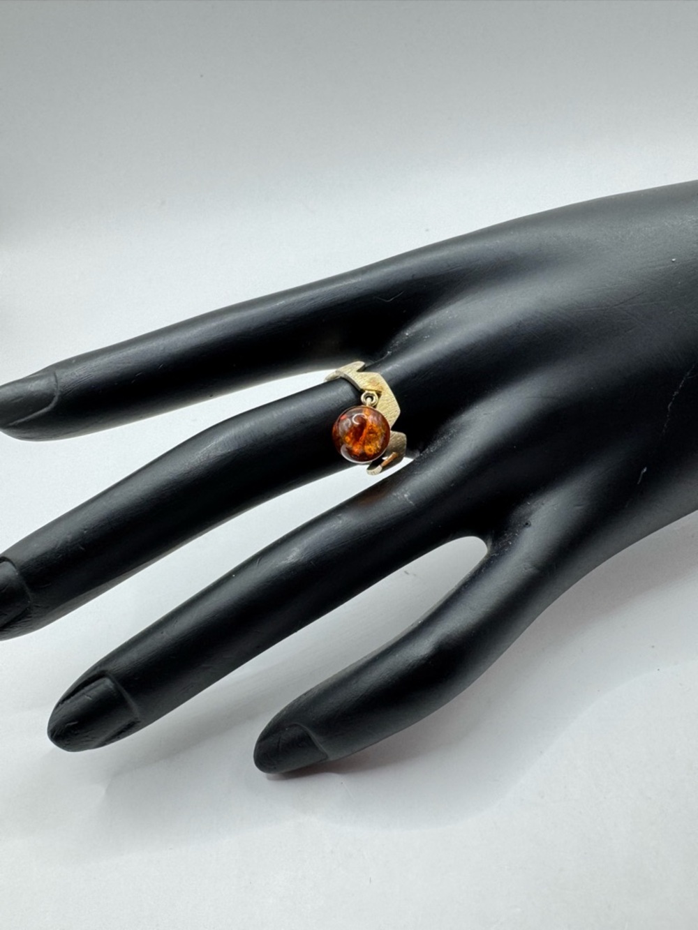 Sterling Silver Amber Ring 6.5